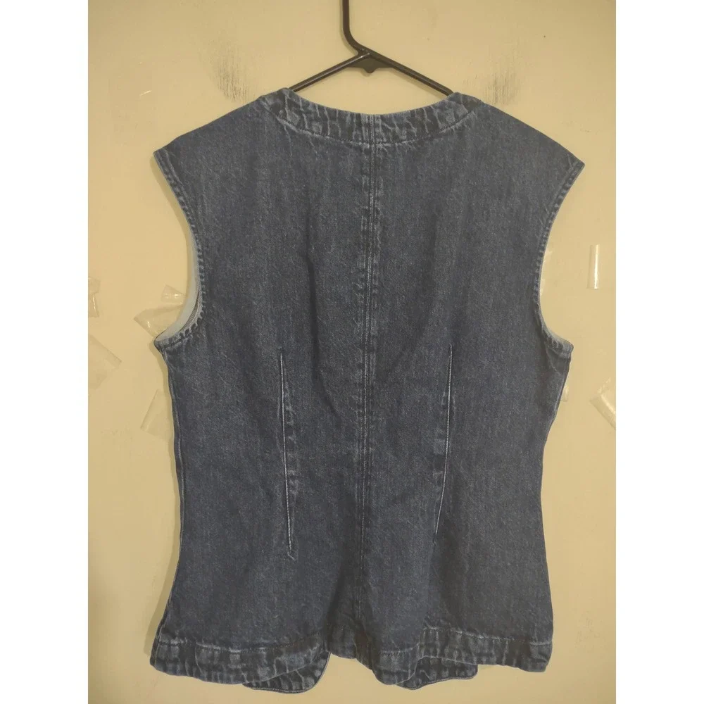 Madewell McKinney Denim Cap Sleeve Vest 8 Button Front Western Rodeo Cowgirl - Picture 6 of 6